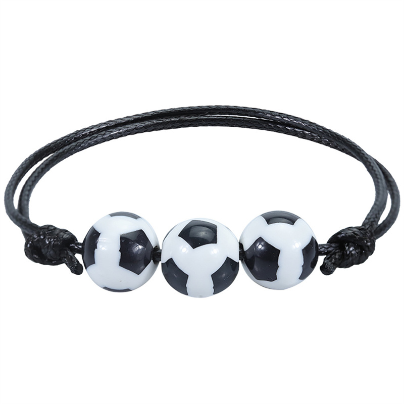 Basketball Decor Leather Braided Bracelet Men's Accessory