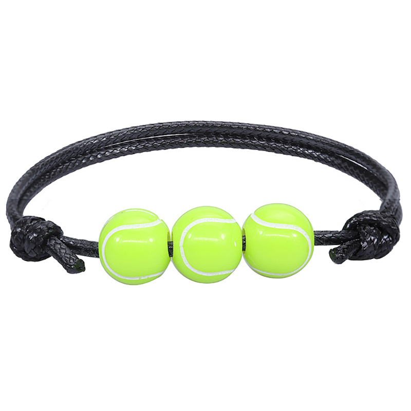 Basketball Decor Leather Braided Bracelet Men's Accessory
