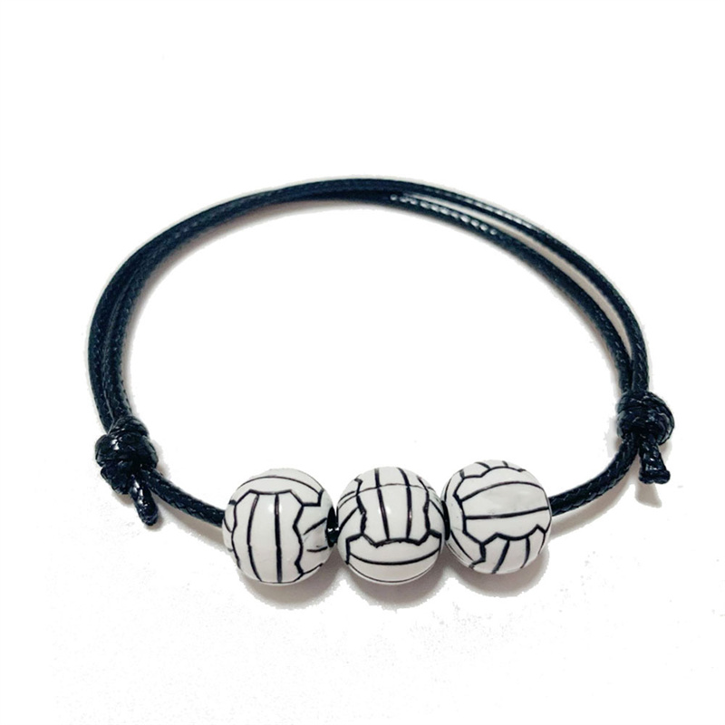 Basketball Decor Leather Braided Bracelet Men's Accessory