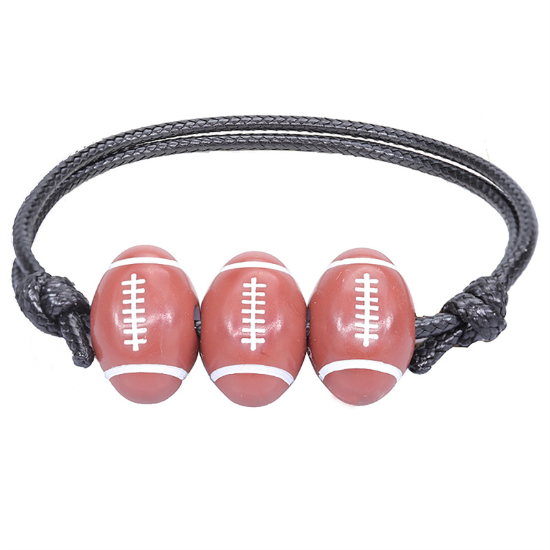 Basketball Decor Leather Braided Bracelet Men's Accessory