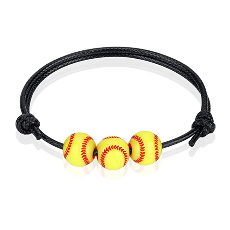 Basketball Decor Leather Braided Bracelet Men's Accessory