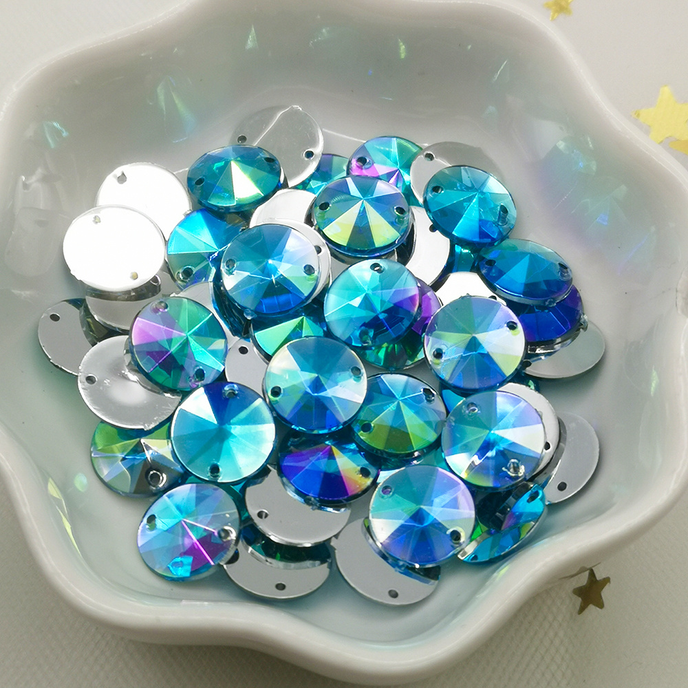 Micui 50pcs 20mm Round Crystals Acrylic Rhinestones Flatback Glue On Gems  Strass Crystal Stone Clothes Dress Craft ZZ673