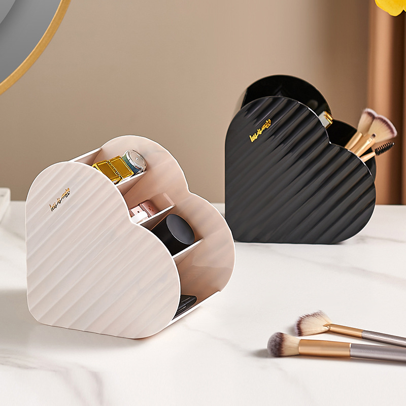 Makeup Brush Holder Organizer Heart Shape 4 Slot Cup for Vanity Bathroom