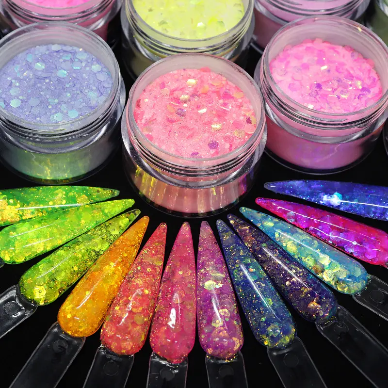 Sparkling Glitter Acrylic Powder With Sequins For Nail Art - Temu