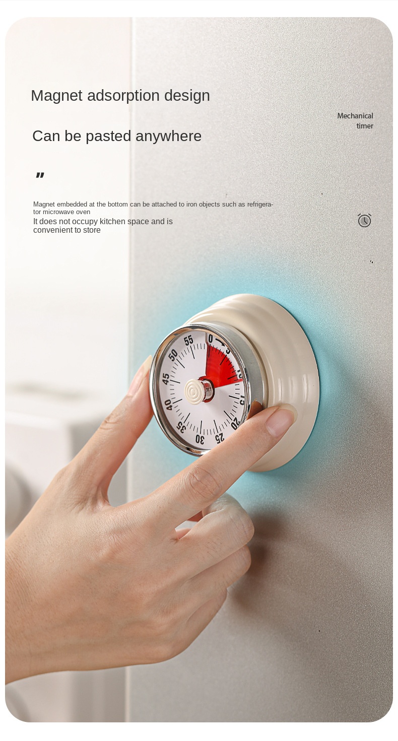 1pc with magnetic suction time management stainless steel countdown mechanical timer kitchen timer baking alarm clock details 3