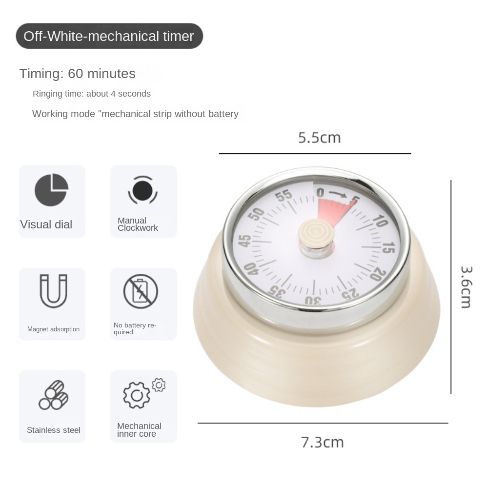 1pc Stainless Steel Mechanical Timer Reminder Countdown - Temu