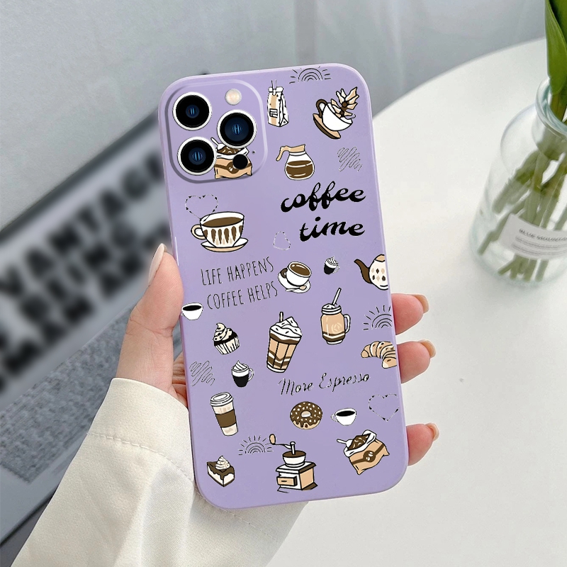 

Dessert Coffee Love Graphic Print Phone Case For 14 13 12 11 Xs Xr X 7 Plus Pro Max Mini For Gifts