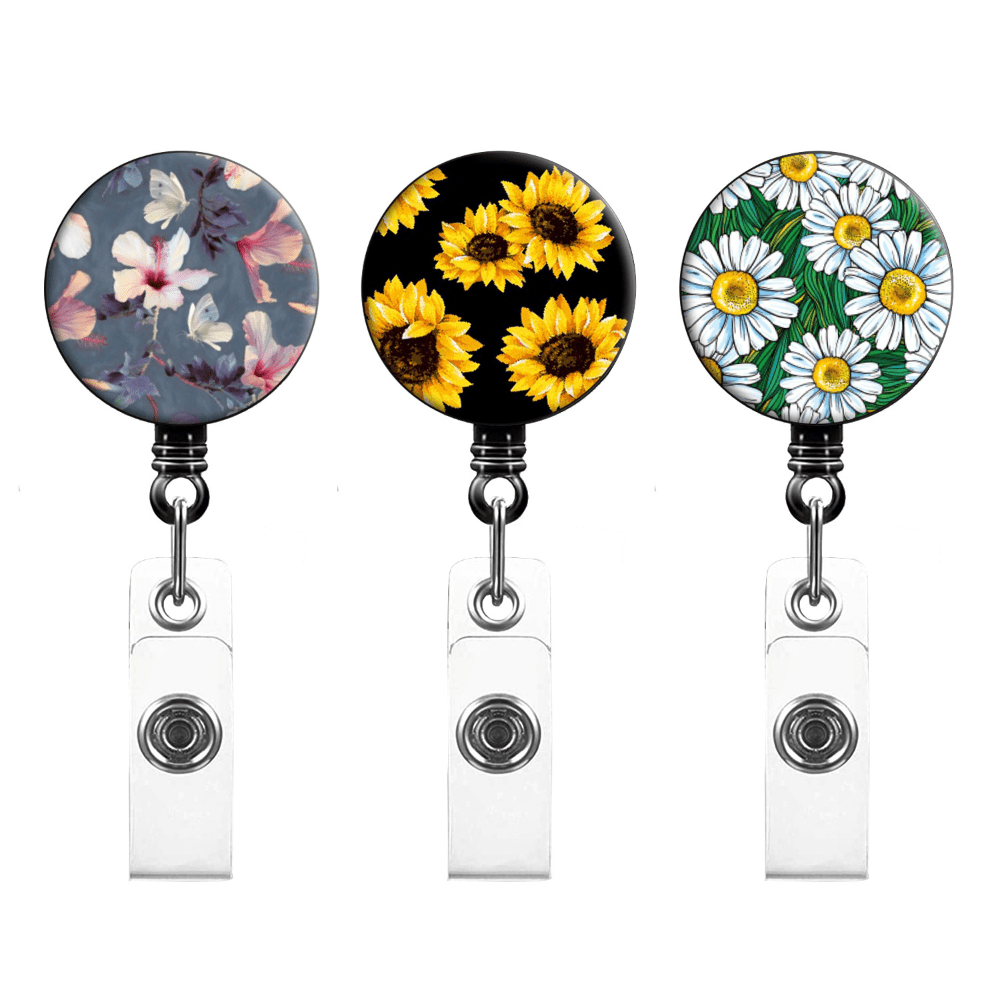 Sunflower Retractable Id Badge Holder Nurse Badge Reels Clip - Temu