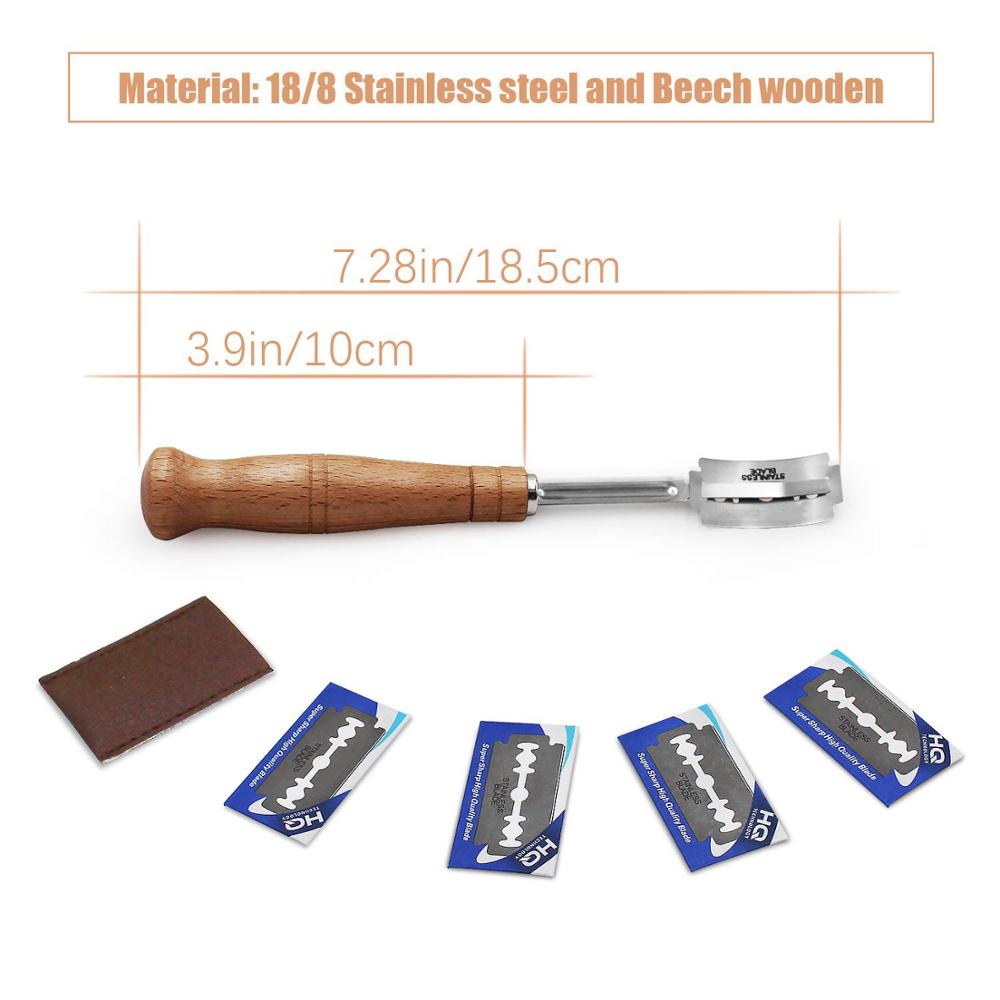 2023 Wooden Bread Knife Razor Cutter With 5 Razor Bag Round Bread Lame  Dough DIY Sourdough Bread for Scoring Slashing Tool - AliExpress