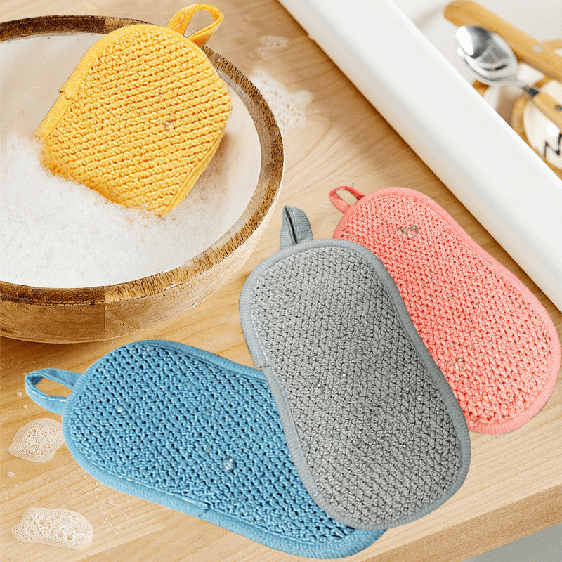 Kitchen Cleaning Magic Sponge Dishcloth Double Sided Scouring Pad