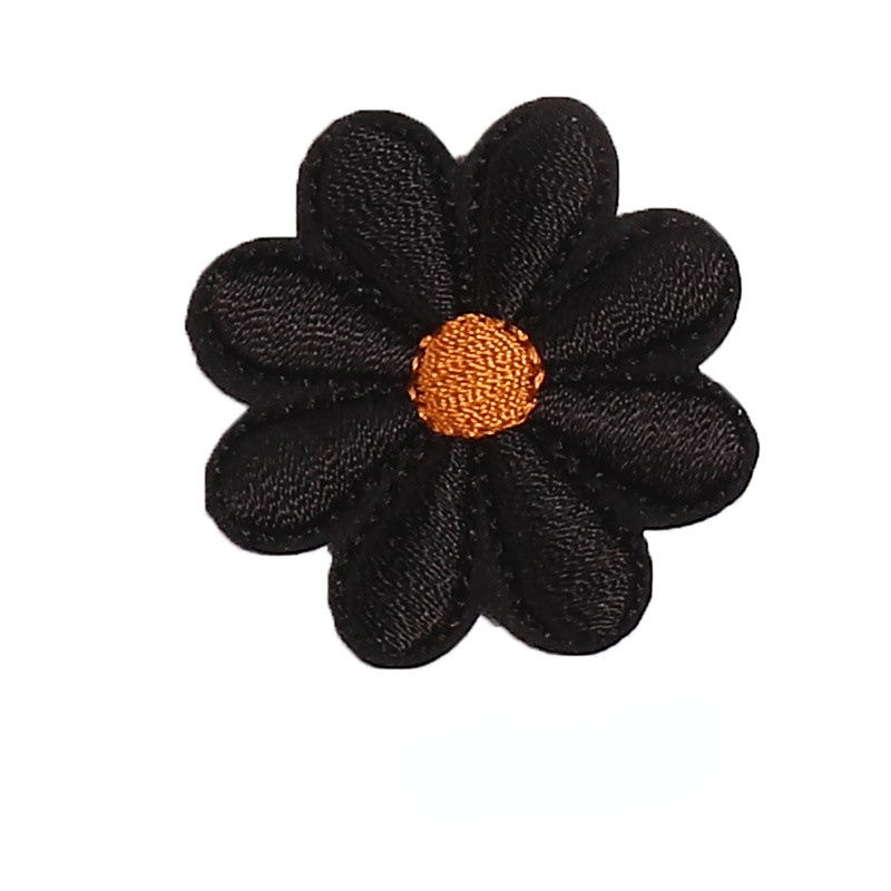 Pair of Black Flower Patches Iron Sew On Jeans Flowers Embroidered Patch  Badge