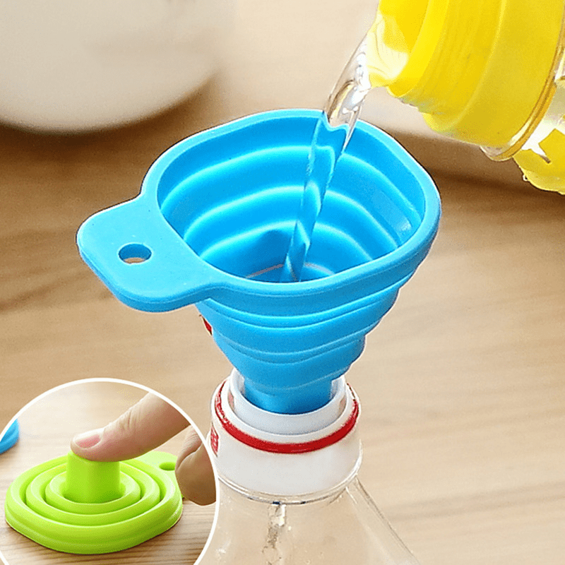 Handheld Silicone Folding Funnel Portable Oil Pot Funnels Hung