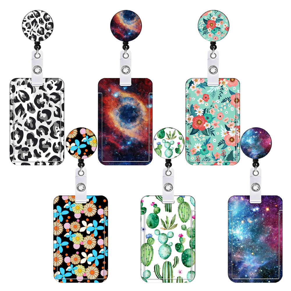 Butterfly Print Retractable Badge Reel Set with Lanyard Nurse