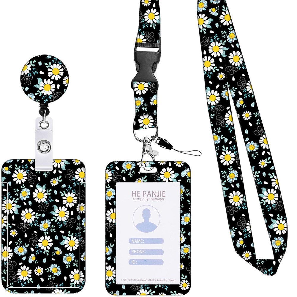 Retro Flower Badge Reel: Detachable Lanyard Id Card Clip - Temu Canada