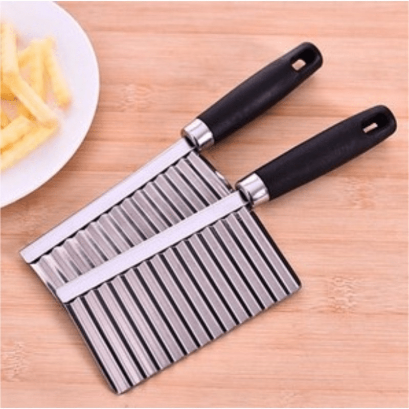 Stainless Steel Potato Crinkle Cutter Casewin Knife Carrot Wavy Knife  French Fry Slicer Vegetable Wavy Chopper Knife, Green