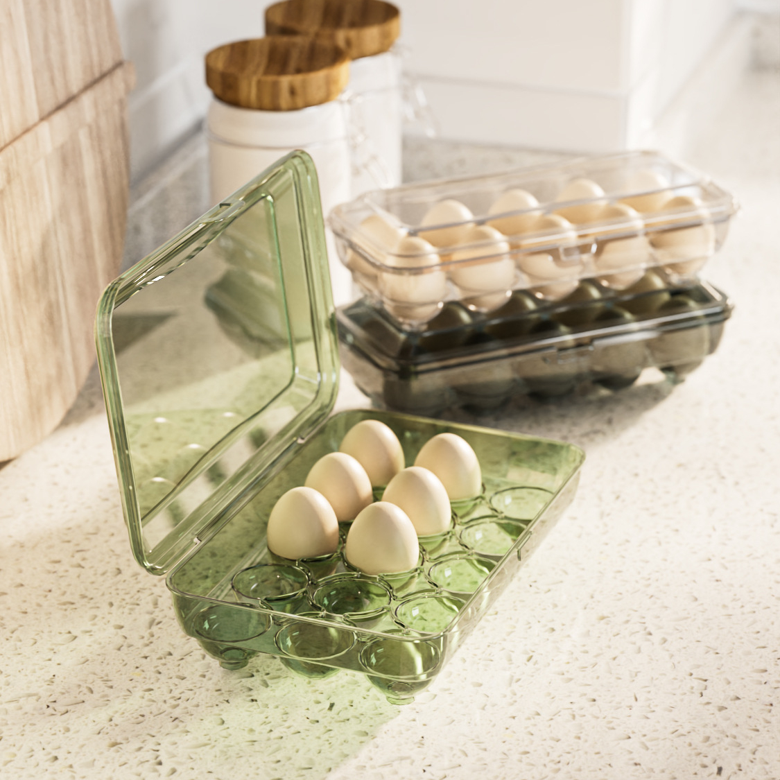 2 Pieces Fridge Egg Box, Transparent Plastic Egg Box, Refrigerator Egg Box  With Lid, Stackable Egg Holder Capacity For 10 Eggs (transparent)