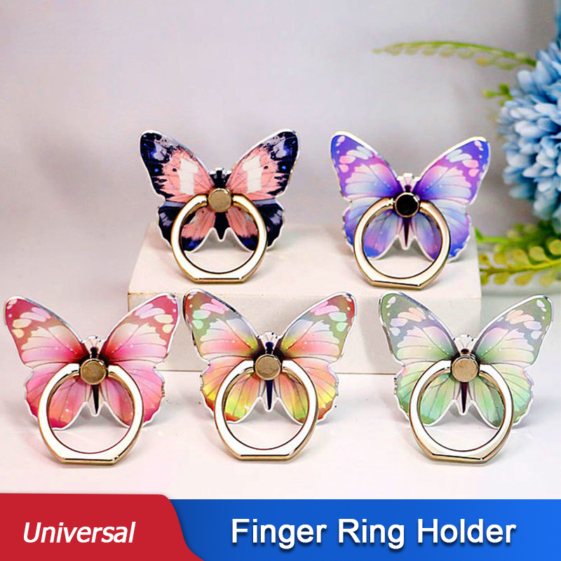 

Butterfly Phone Finger Ring Holder Luxury Mobile Phone Stand Universal Smartphone Grip Magnetic Car Bracket Accessories