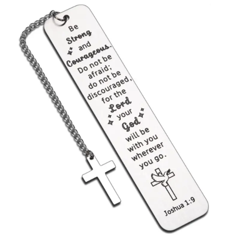 Stainless Steel Bookmark Cross Pendant - Perfect Gift for Book Lovers of Faith