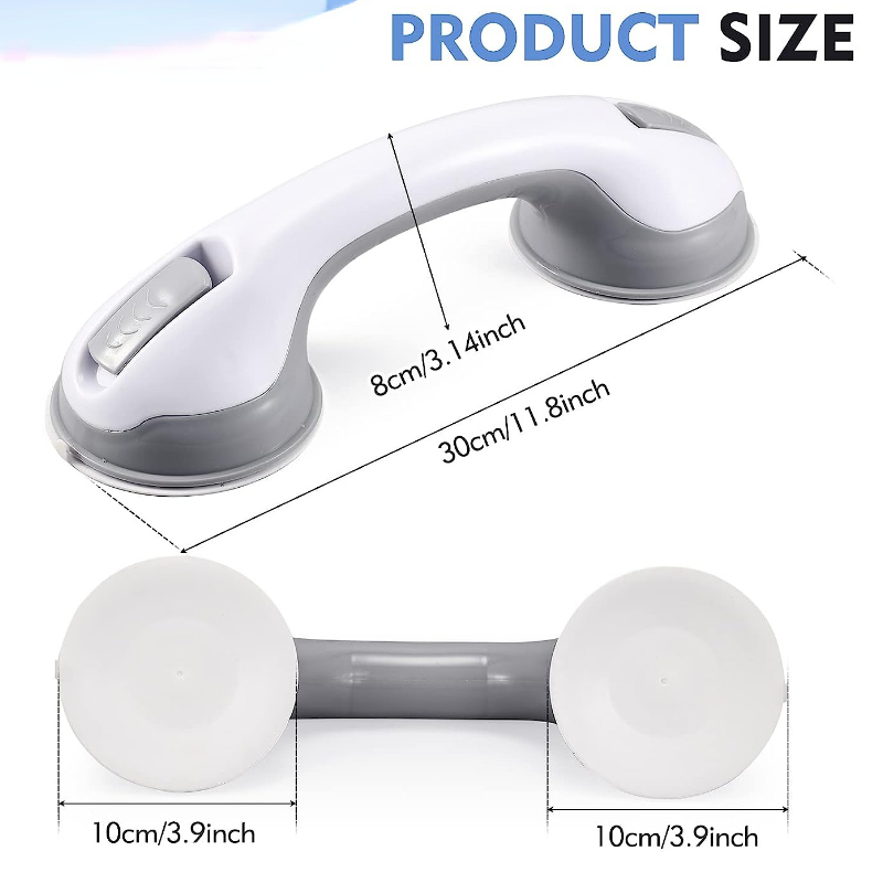 Shower Handle 2 Pack 12 inch Grab Bars for Shower, Bathroom, Bathtubs, Bath  Safety Grab Bar with Strong Hold Suction Cup for Elderly, Handicap