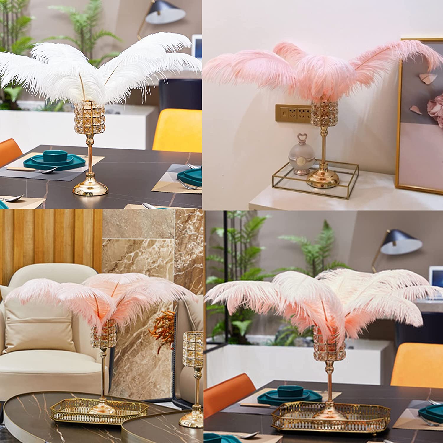 Decoraciones naturales de plumas de avestruz para bricolaje, 10 piezas  grandes de plumas, decoración para centros de mesa de boda, fiesta y  adornos