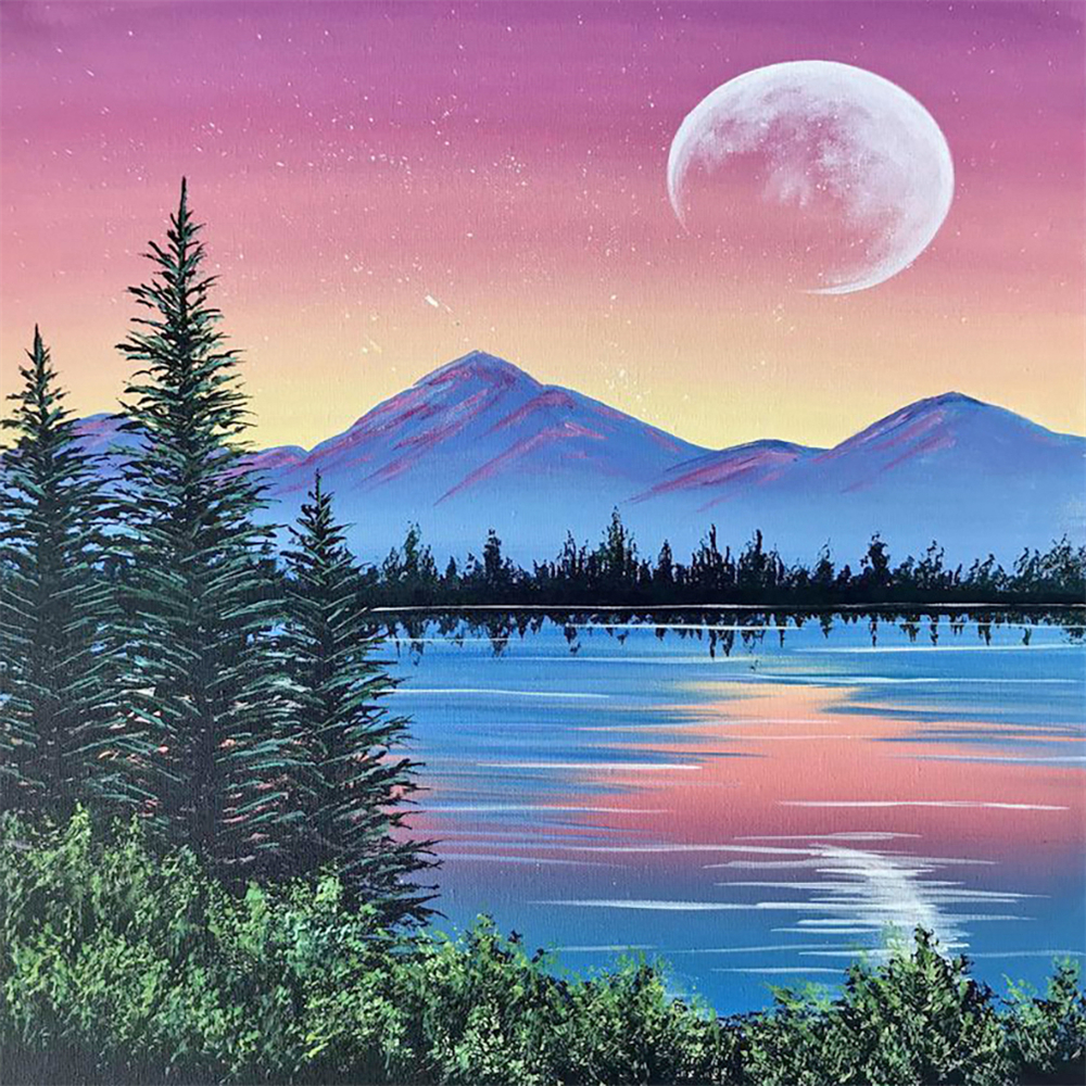 1pc Moon Diy 5d Diamond Painting Kits Diy Paint By Number Paint Round