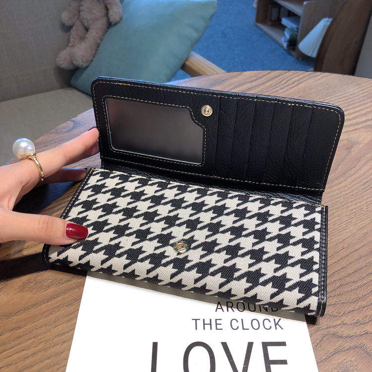Vintage Houndstooth Long Wallet, Multi Id Card Slots Clutch Purse, Foldable  Money Holder For Women - Temu