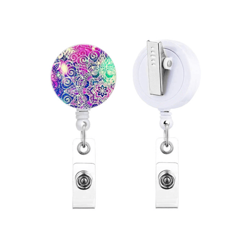 Badge Reel Mandala Design Nurse Badge Holder Purple 