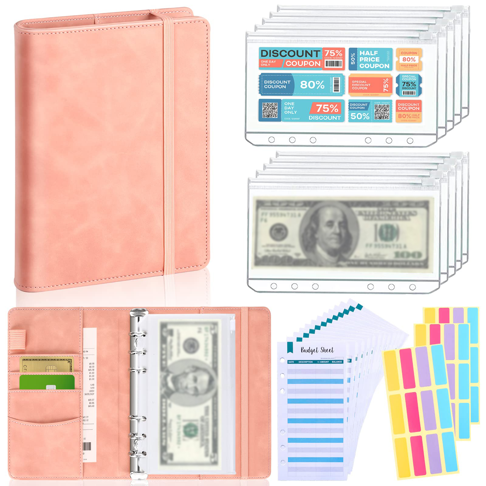 A6 Budget Binder with Zipper Envelope Cash Budget Planning This