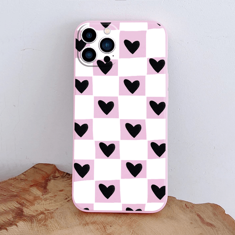 Heart Pattern Checkered Phone Case