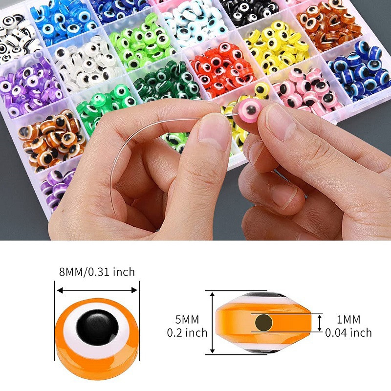 50pcs 6/8mm Flat Round Resin Fish Eye Beads Diy Jewelry Making Supplies For  Bracelet, Necklace, Earring, Accessories