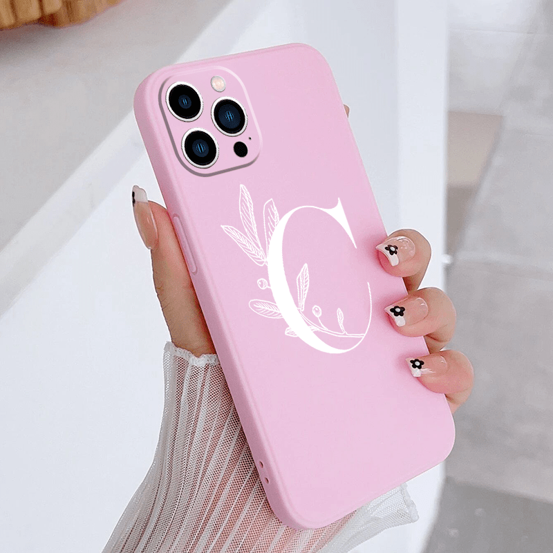 

C Letters Printed Pink Phone Case For Iphone 15, 14 13 12 11 Plus Pro Max X Xs