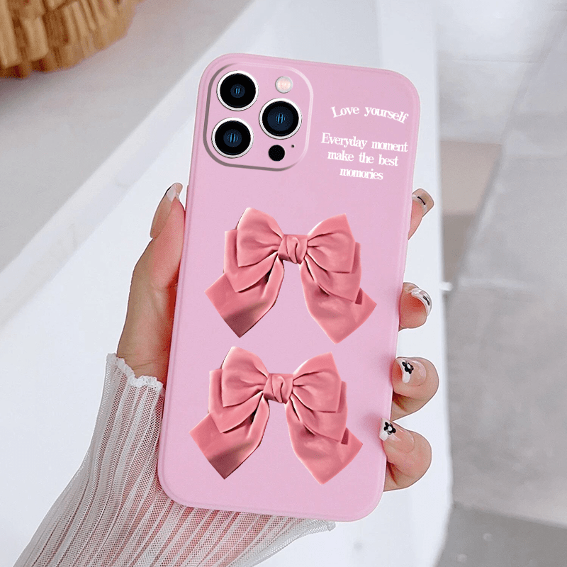 

Bowknot Printed Pink Phone Case For Iphone 14 13 12 11 Plus Pro Max X Xs