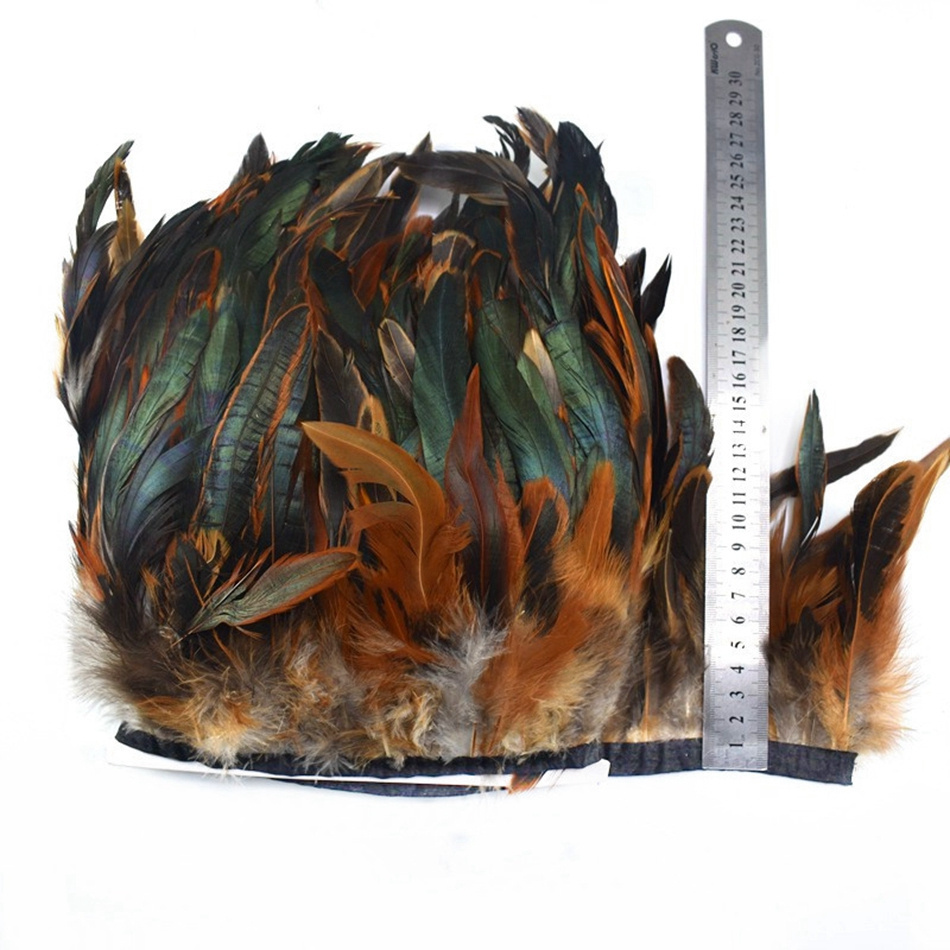 13 color Rooster Feathers 5-6 Inch Strip Natural Strung Craft