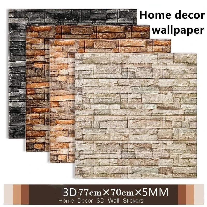 

10pcs/bag Self Adhesive 3d Wallpapers, Waterproof, Bedroom, 3d Wall Panels Sticker, Kids, Retro Decor For Living Room Wall Tile Stickers