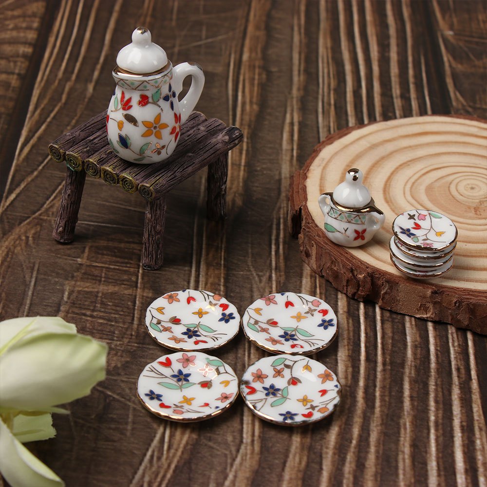 Mini Ceramic Tea Pot, Miniature Tea Set, Tea Set, Miniature Toys