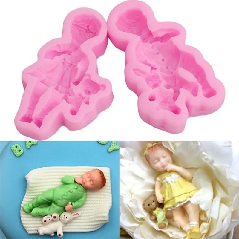 1pc, Baby Shower Chocolate Mold, Silicone Mold, 3D Boy Girl Doll Candy  Mold, Fondant Mold, Biscuit Mold, For DIY Cake Decorating Tool, Baking  Tools, K