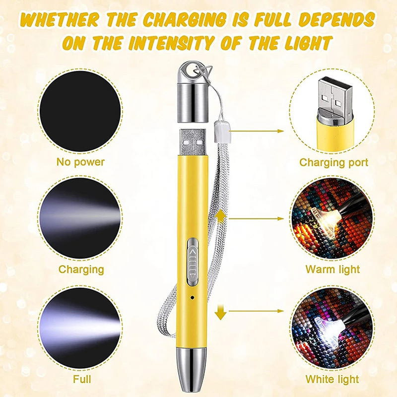 Usb Charge Diy Diamond Painting Pen Led Drill Pen 5d Diamond - Temu