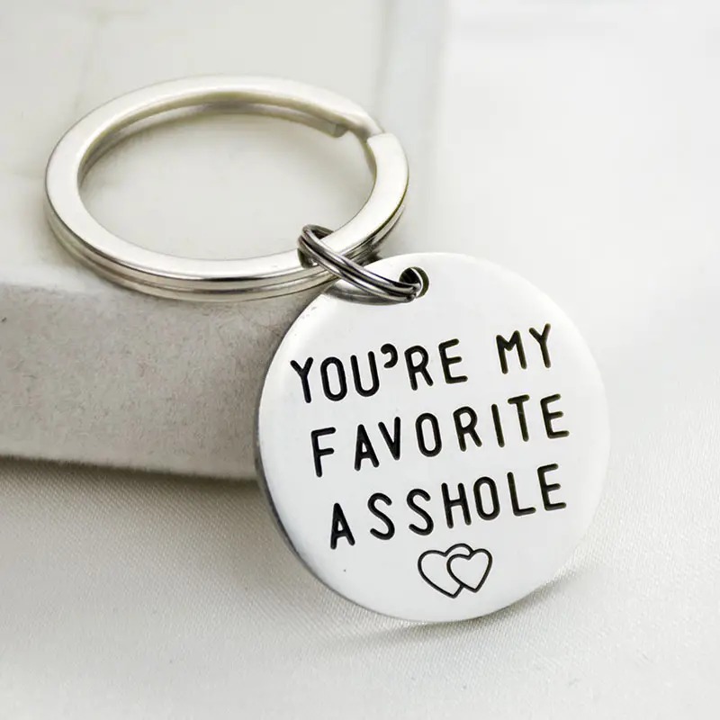 1pc Car Keychain Stainless Steel YOU RE MY FAVORITE Ornament