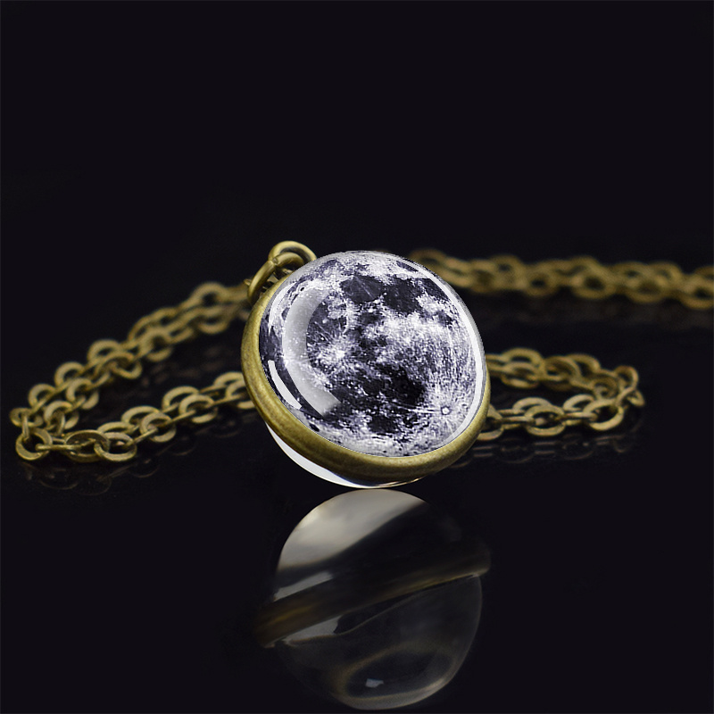 18 Moon Pendant with Saturn Chain in Sterling Silver (1.2 mm)