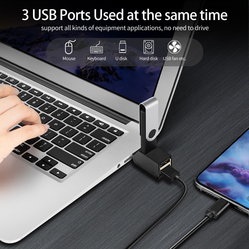 Mini USB 3.0 HUB 3 Ports USB 2.0 HUB Adapter Extender High Speed Data  Transfer USB Splitter Docking Station For PC Laptop Phone