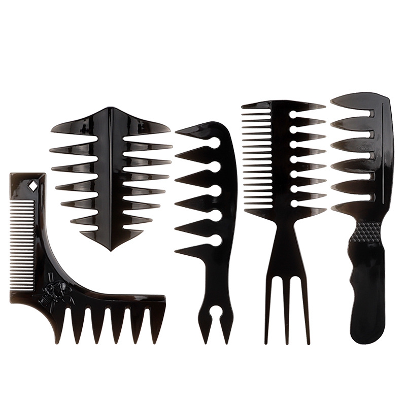 5pcs Hairdressing Combs Vintage Oil Hair Comb Wide Tooth Fork Combs Men ...