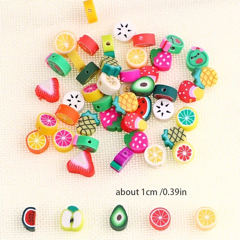 Random Mixed Fruit Series Polymer Loose Beads Diy - Temu