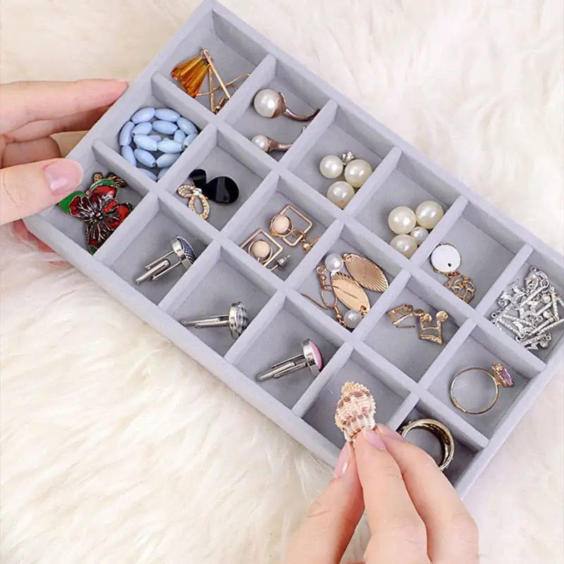 1pc Multi-grid Jewelry Storage Box, Grey Portable Storage Box For