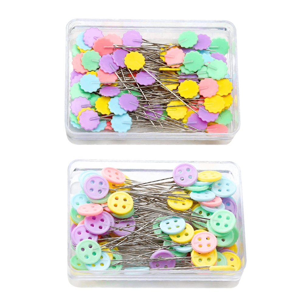 50PCS Sewing Pins with Clear Box 2Inch Quilting Pins Colored Diamond-Head  Long Straight Pin for Fabric Sewing DIY Crafts-Black
