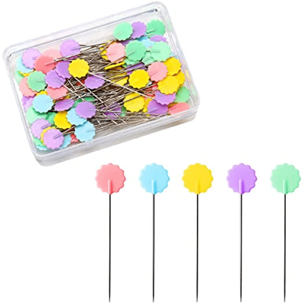 100pcs Sewing Pins Dressmaking Pins With Colored Blossom Heads Button ...