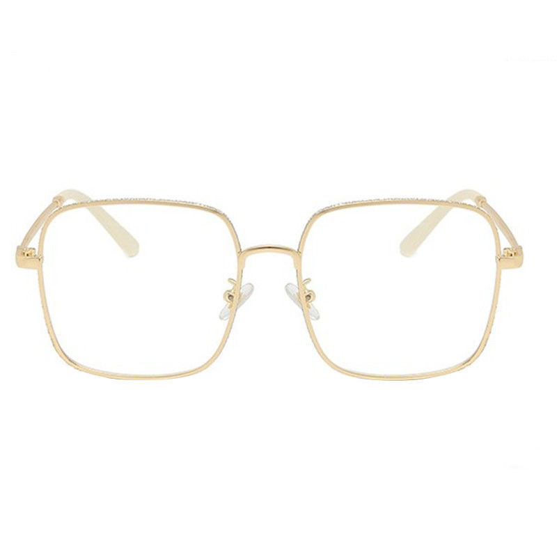 Large Square Frame Clear Lens Glasses Women Shiny Rhinestone