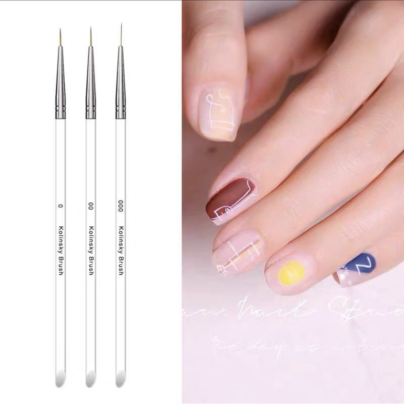 Tika 3pcs Nail Art Pen Dotting Painting Drawing UV Gel Liner Polish Brush Tool Set Silver, Women's, Size: Small