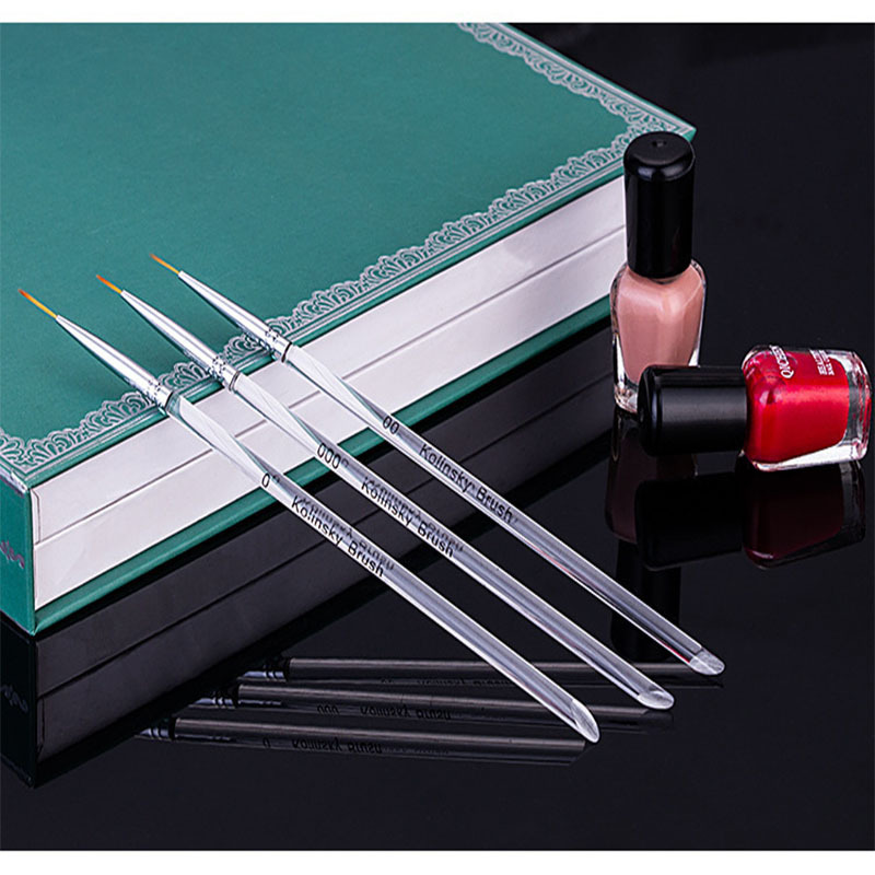 Ycyan 3Pcs Nail Art Brush Set Rhinestone Handle Gel Polish Nail Art Design  Brushes, Nail Art Liner Brushes 7&15 mm and Nail Drawing Brush for Salon  and Home DIY Manicure (Pink) 