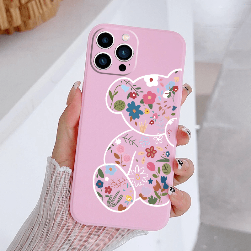 

Bear Flowers Graphic Print Design Mobile Phone For Iphone 14 13 12 11 Xs Xr X 7 Plus Pro Max Mini