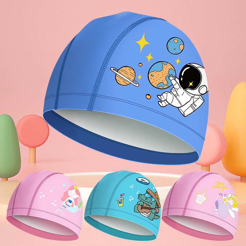 Gorro De Natación De Dibujos Animados Niños Niñas PU Niños Gorros